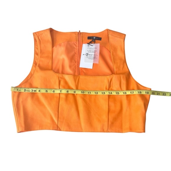 7 For All Mankind Faux Vegan Leather Crop Top Zipper Back Size XL Orange NWT - Picture 4 of 15
